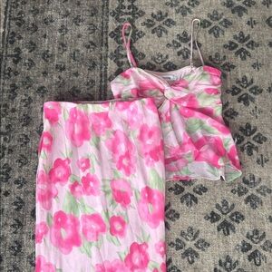 Beginning Boutique Pink Floral Skirt Set